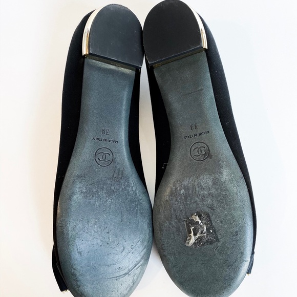 ✨SOLD✨Authentic CHANEL Bow Flats / Black Gold - Picture 8 of 8